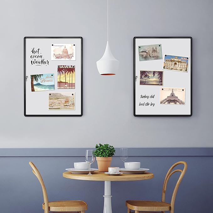 SWANCROWN Enclosed Bulletin Boards Magnetic Glass Covered Notice Information Cabinet with Aluminum Frame 38x28inch (9xA4)