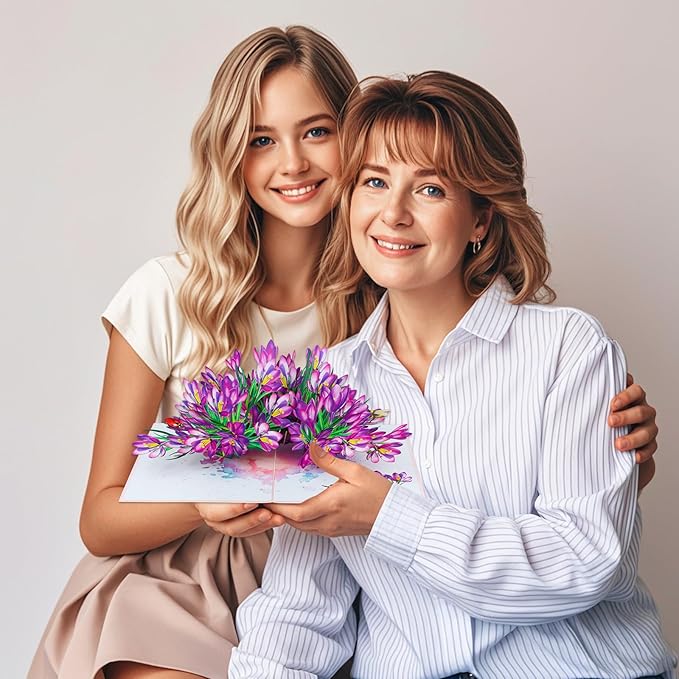 Pop Up Flower Greeting Card - Mothers Day Cards for Mom, Wive and Grandmother - Pop Up Card for Birthday, Thank Yous, Get Well or Any Occasion