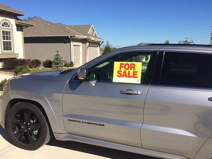 Sunburst Systems For Sale Sign for Cars, Trucks, Garage Sales, Business Sales 11H x 14W, Red-Yellow-Black (Pack of 2)