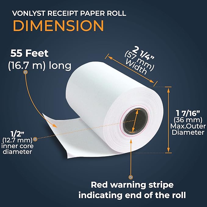 Receipt Paper Roll for Square Terminal Credit Card Machine (20 rolls)
