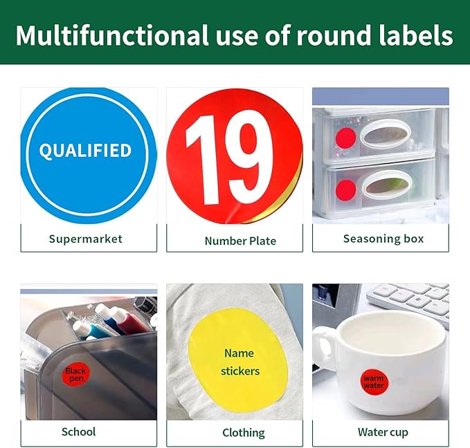 2.5 Inch Round Labels Printable,40 Sheets,12 Circles per Sheet,Matte Circle Stickers for Laser/Inkjet Printers,Round Stickers 2.5",2.5 Circle Labels, Letter Size