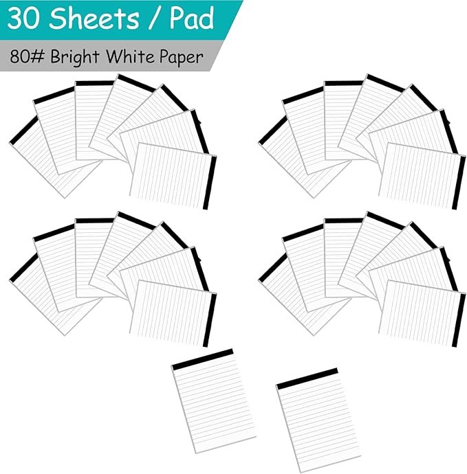 Notepad for Daily Planning and Organization of Work – 4 x 6-inches Lined Paper – Thick Bright White Paper – 30 Pages – Note Pads Ruled Pages – Pack of 30