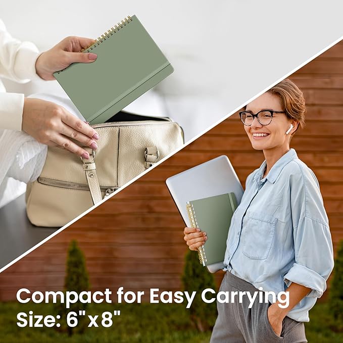 Taja Graph Spiral Journal Notebook for Women & Men, 140 Pages, Graph Paper Hardcover Notebook for Planning & Tracking, Journals for Graphing, A5(6"x8") - Green