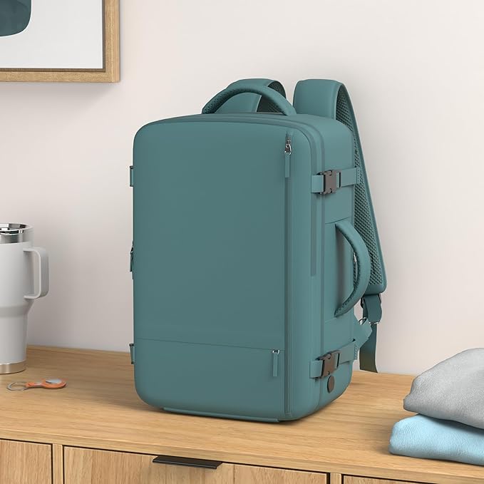 Backpack for Traveling Women Men, Flight-approved Carry-on Travel Backpack Bag, Personal Item Backpack Luggage on Airplanes, Travel Essentials, Peacock Blue