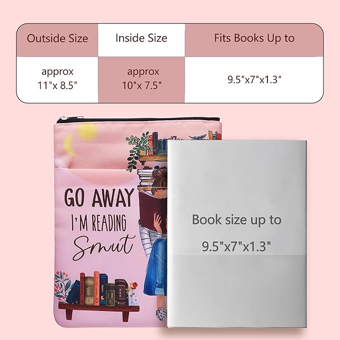 Book Sleeve for Book Lovers, Bookish Book Protector, Book Covers for Paperbacks, Washable Fabric, Book Sleeves with Zipper, Medium 11 Inch X 8.7 Inch