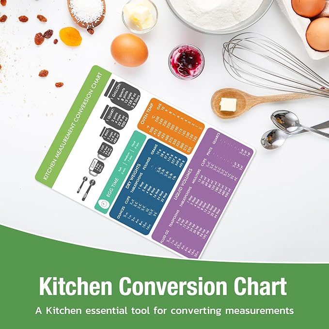 Magnetic Dry Erase Board: Large Fridge Whiteboard, Flexible Refrigerator Magnet White Board, Blank Writing Note Sheet with Kitchen Conversion Chart Magnet, 4 Markers & Eraser - 23 x 15