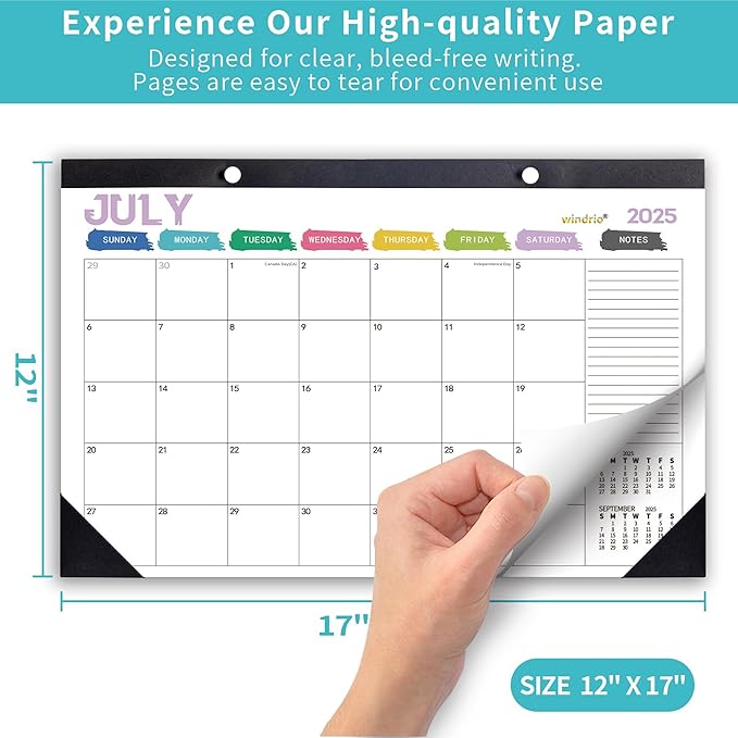 Desk Calendar 2025 Wall Calendars, December 2024 - December 2025 Monthly Planner Paper Office Desktop 17"X 12", 14-Months, Planning and Organizing Home, School, Office, Holiday, Vacation
