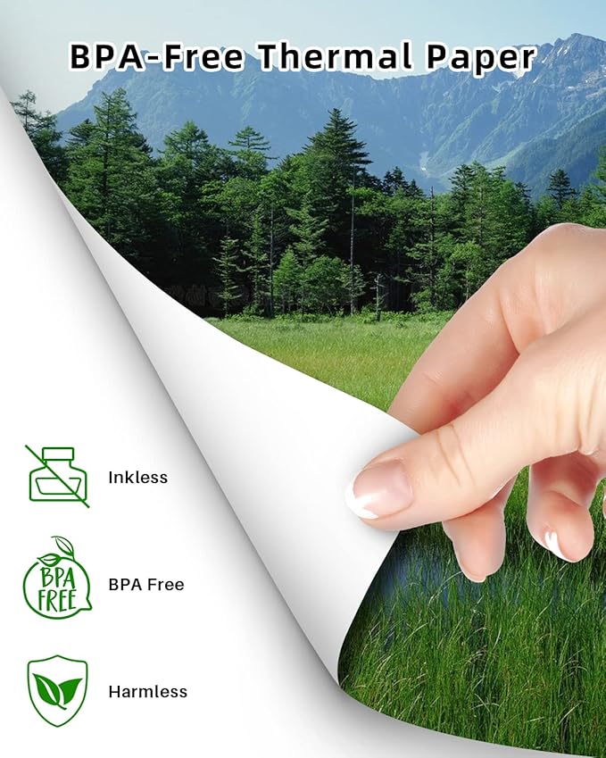 Phomemo US Letter Thermal Printer Paper,Continuous Phomemo M08F Thermal Paper,Compatible with COLORWING M08F, M832, M834, MT800/MT800Q, with Brother Letter Portable Printer, Size 8.5" x 11",200 Sheets