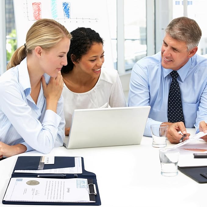 ProCase Clipboard Folder Portfolio, A4 Leather Padfolio Clipboard, Business Portfolio Clipboard Folder Professional Portfolio for Interview Resume Office Conference -Darkblue