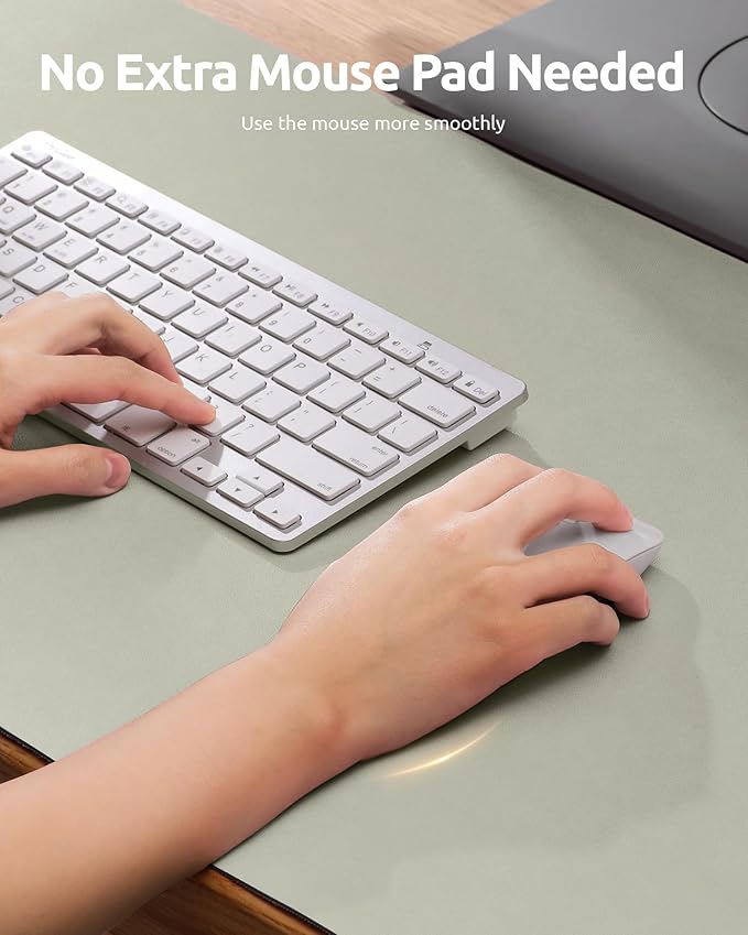 YSAGi Leather Desk Protector, Office Mat, Large Mouse Mat, Non-Slip PU Leather Blotter, Laptop Pad, Waterproof Writing Pad for Office and Home (Sage Green, 35.4" x 17")