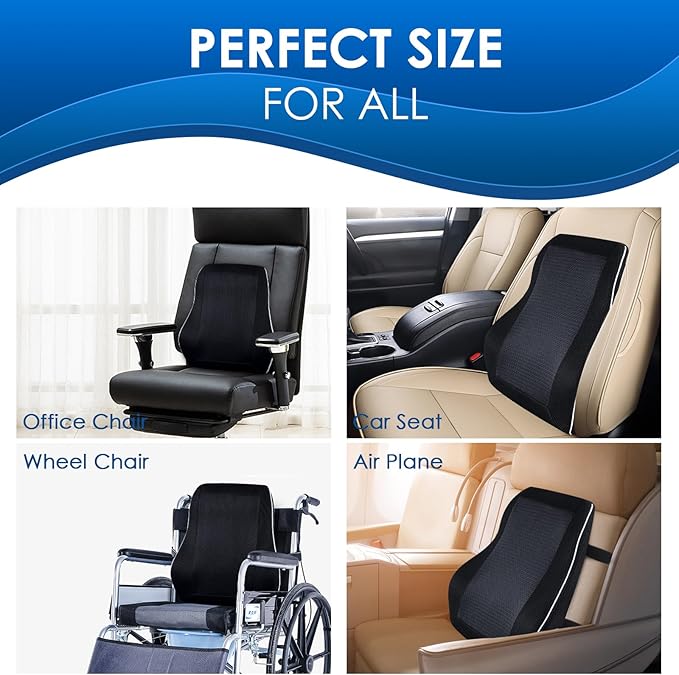 Gel Lumbar Support Pillow for Office Chair Car, Gaming Chair Lower Back Pain Relief Memory Foam Cushion with 3D Mesh Cover Ergonomic Orthopedic Back Rest