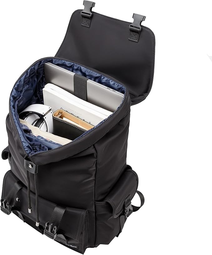 Black backpack men,16 inch laptop backpack for men, drawstring anti-theft waterproof tech backpack with laptop compartment. Large 30 L