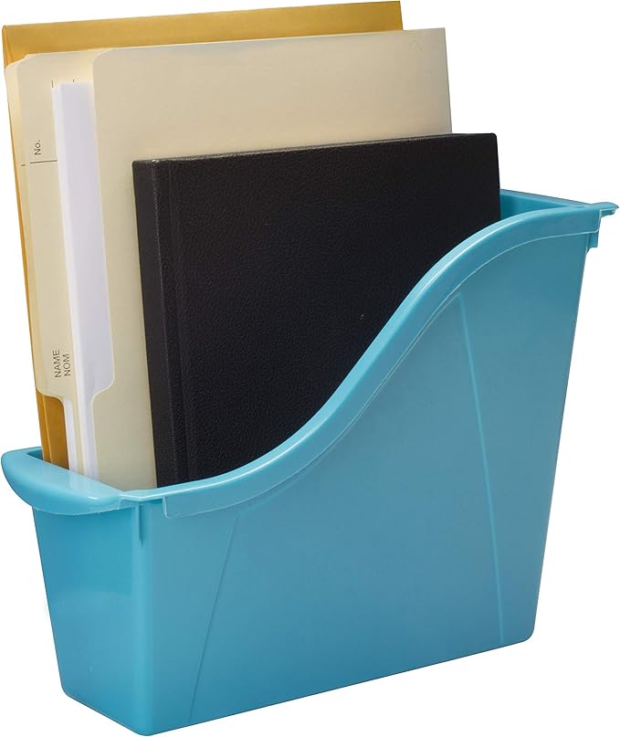 Storex 70113U06C Small Book Bin, 11.75 x 4.5 x 8.5 Inches, Assorted Colors, Color Assortment WILL Vary, Case of 6, Multicolor, Classroom Assortment
