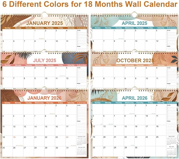 2025 Calendar - Calendar 2025-2026 18 Month Planner from January 2025 to June 2026, Calendar 2025 with Thick Paper, 11" x 14.5", Gold Leaf