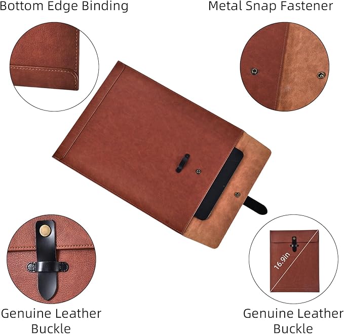 Brown Leather File Folder Letter Size, File Organizer, Important Document Folder, Document Organizer, Laptop Sleeve Notebook Case, Leather Folder Paper Storage, A4 Envelopes Filing Folder 3PCS