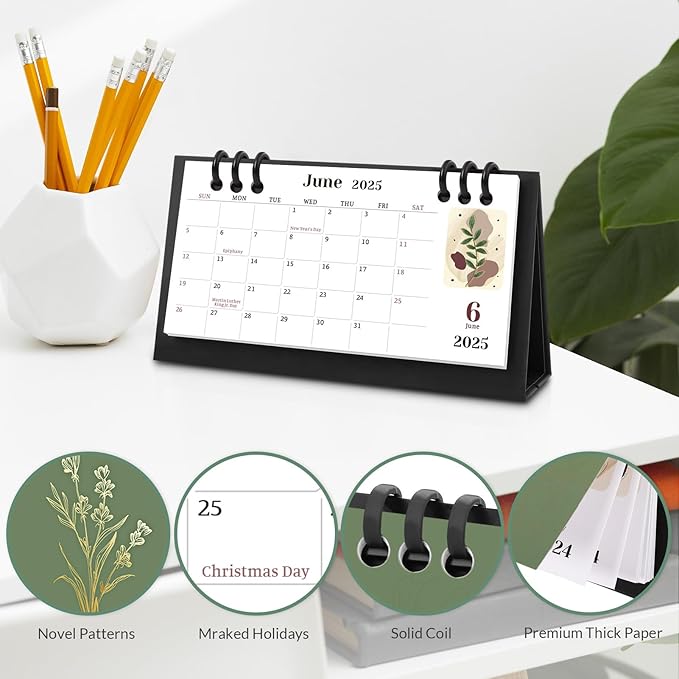 Small Desk Calendar 2024-2025, 6.8" x 3.7", 2025 Desk Calendar - Runs From Nov. 2024 Until Dec. 2026, 26 Months Mini Desktop Calendar for School, Home and Office Supplies