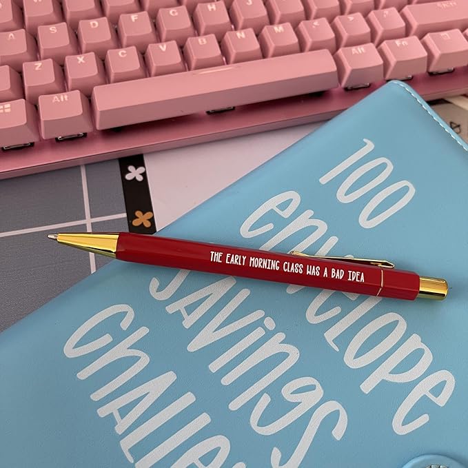 Jxueych Funny Pens 5-Count, Black Ink,Medium Nib 1.0mm, Funny Office Gifts for Coworkers, Personalized Pens Vibrant Funny Quotes Swear Word Daily Pen Set (R)