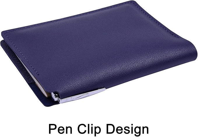 Wisdompro Journal Cover, 2 Pack PU Leather Notebook Cover for Field Notes, or other 3.5" x 5.5" Pocket Notebooks - Blue