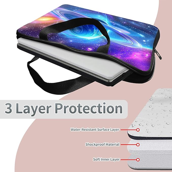 Universal Laptop Sleeve Tablet Case 12 inch, Cosmic Planet Slim Carrying Case Durable Handbag Travel Laptop Bag for Surface Pro 9 8 7/Laptop Go 2 3, MacBook Air 11/12