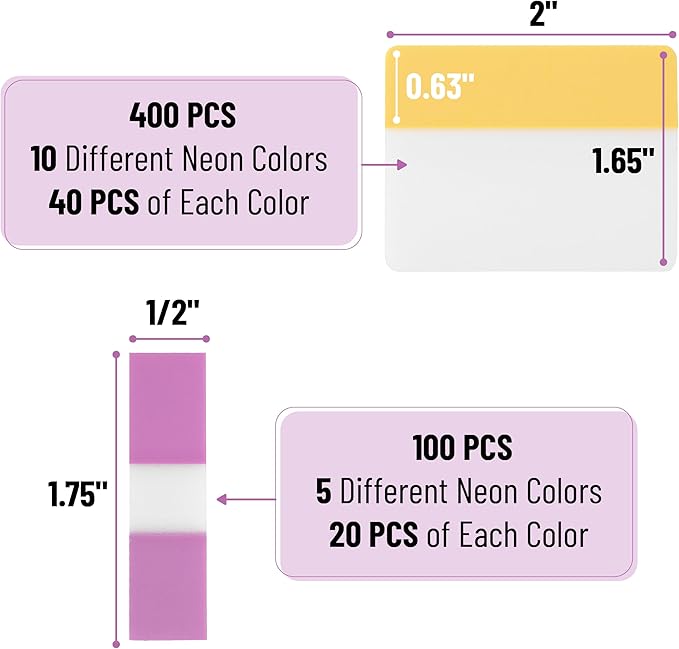 Mr. Pen- Sticky Index Tabs, 500 Pcs, 21 Sets, Colorful Sticky Tabs for Notebooks, Page Markers, Page Tabs for Binders, Page Tabs Sticky Tabs for Books, Notebook Tabs, Book Sticky Tabs for Notebooks