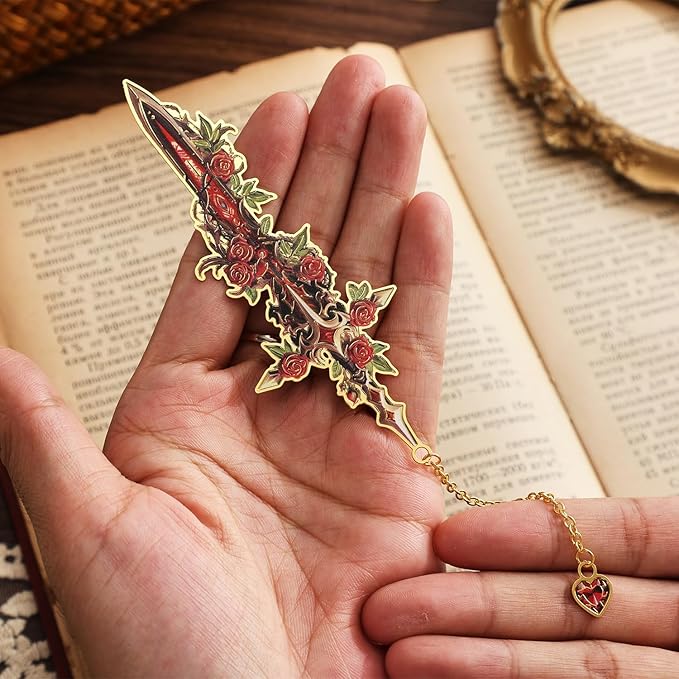 4Pcs Fantasy Sword Bookmarks for Books Journals Planners, Cool Forth Wing Metal Book Marker for Reading Women Men, Unique Book Marks Gifts for Book Lovers, Reading Accessories for Students Adults Kids