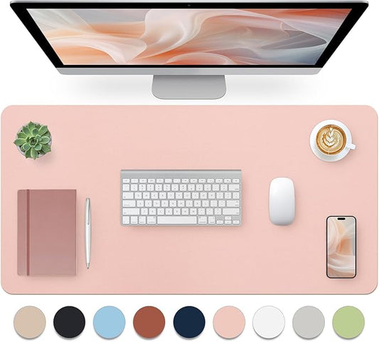 Blossoms Pink Desk Mat, Waterproof Non-Slip Leather Desk Pad, Large Mouse Pad, Desk Writing Pad, Desk Mat for Keyboard and Mouse Desk Organizers and Accessories (31.5×15.7 Inches)