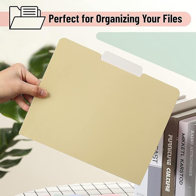 Mr. Pen File Folders - 18 Pack with Vintage Colors and 1/3-Cut Tabs - Letter Size, Colored Office Supplies