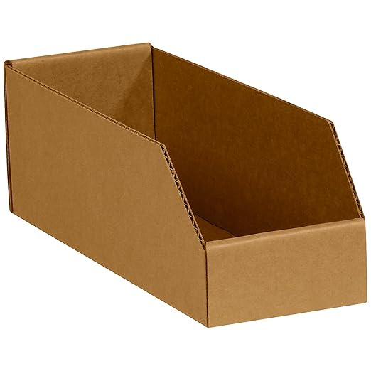 Partners Brand PBINBIN49K Open Top Bin Boxes, 4" x 9" x 4 1/2", Kraft (Pack of 50)