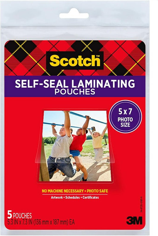 Scotch Glossy Document or Photo Laminating Pouch, 5 x 7 Inches, 5-Pack (PL905)