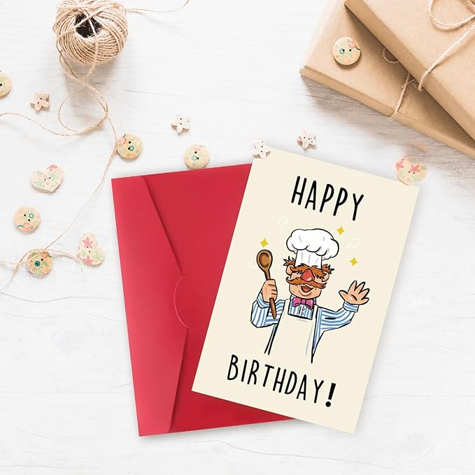 Funny Birthday Card for Men Women，Happy Birthday Cards for Grandma Grandpa，Unique Birthday Gifts for Mom Dad Husband Wife，Humorous Cartoon Bday Gift for Family Kids