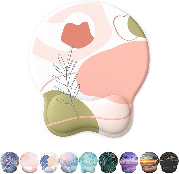 eulps Mouse Pad with Wrist Rest, Comfortable Computer Mousepad with Gel Wrist Support Smooth Surface and Non-Slip PU Base for Pain Relief, Laptop, Office & Home (Rose)