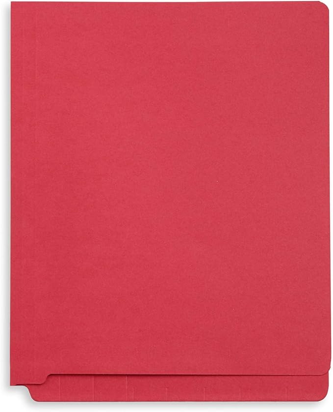 50 Red End Tab Fastener File Folders - Reinforced Straight Cut Tab - Durable 2 Prongs Designed to Organize Standard Medical Files, Receipts, Office Reports, and More - Letter Size, Red, 50 Pack