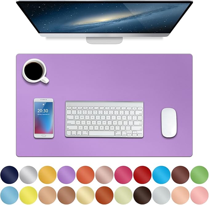 Boutilon Leather Desk Pad 24"x 14" Non-Slip Mouse Pad,Office Desk Mat,Waterprooft PU Leather Desk Blotter,Desk Pad Protector,Desk Writing Pad for Home Office Decor (S-Purple)