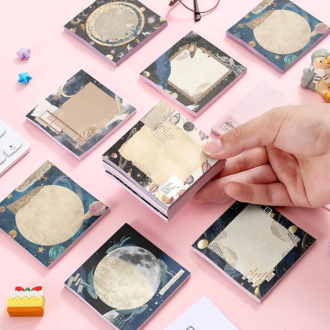 Post it Notes 3x3 Cute and Aesthetic Sticky Notes Planner Notepad - 450 Sheets - Desk Accessories for School, Office, and Home - Ideal Gifts for Teachers, Women, and Coworkers (Moonshine)