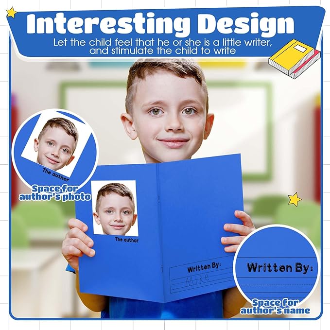 Henoyso 12 Pcs Primary Composition Notebook K-2 9 3/4 x 7 1/2 Inch Primary Journal Blank Writing Book for Kid to Write Draw and Journal 60 Page Notebook Back to School Supplies (Royal Blue)