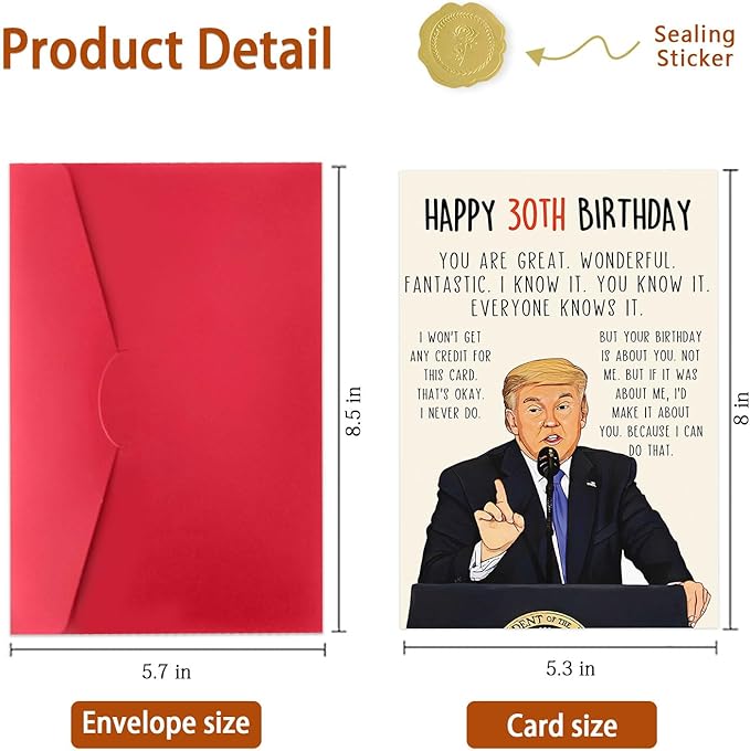 Funny Trump 30th Birthday Card, Happy Donald 30th Birthday Gifts for Men Women, Unique 30 Year Old Birthday Decorations for Him Her, Humor 30 Year Old Birthday Cards for Husband
