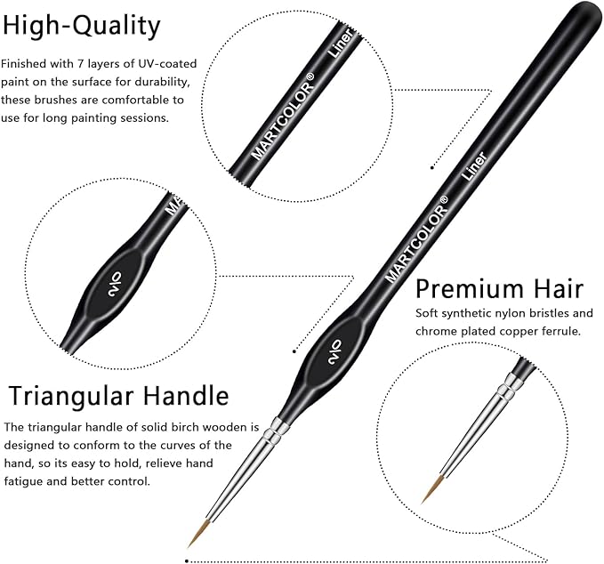 Detail Paint Brush Set,11pcs Miniature Paint Brushes for Fine Detailing, Art Painting, Micro Paint Brush Set for Acrylic, Watercolor, Oil, Paint by Number, Citadel, Figurine, Models, 40k