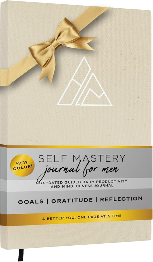 Self-Mastery Journal for Men - Gratitude Journal – 5 Minute Journal - Reflection Manifestation Journal for Mindfulness – Goal/Guided Gratitude Journal for Women & Men (Cream, Self Care Journal)