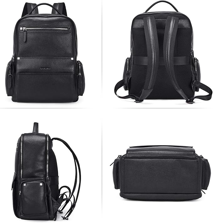 BOSTANTEN Men Leather Backpack 15.6” Laptop Backpack Travel Business Office Bag Large Capacity College Daypack