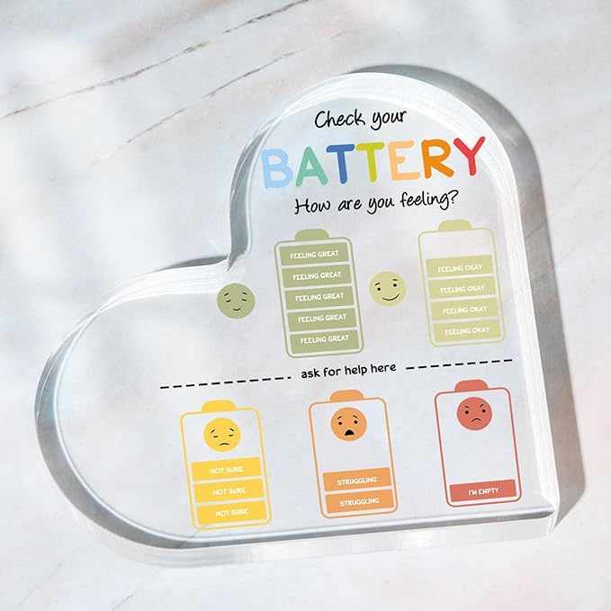 Mental Health Gift, Mental Health Decor, Mindfulness Decor for Therapy Office Acrylic Heart Gift, Mental Health Decorations for Social Worker Classroom School Counseling Therapist Supplies Educational