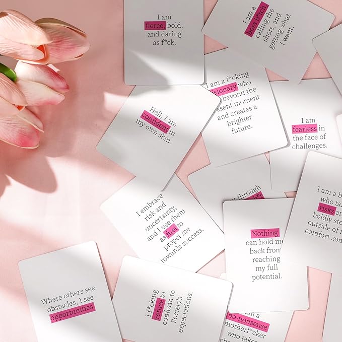 Badass Affirmation Cards for Women, 60 Unique Positive Daily Affirmation Cards Deck, Badass Affirmation Motivational Mindfulness Cards for Spiritual Self Care, Birthday Gifts for Women