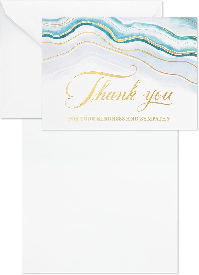 Hallmark Funeral Thank You Cards, Watercolor Agate (20 Thank You for Your Sympathy Cards with Envelopes)