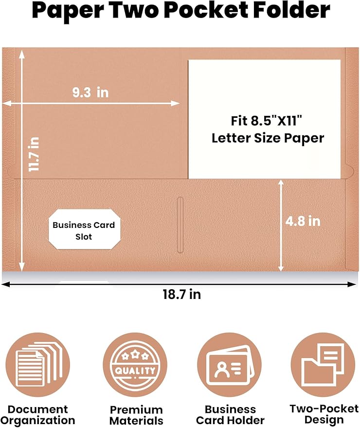 SUNEE Folders with Pockets (25 Pack, Vintage Colors), 2 Pocket Folders Fit Letter Size Paper, Paper File Folder for School Office Home Business