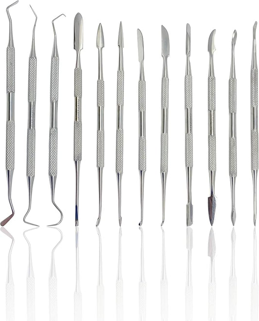 CYNAMED Stainless Steel Spatula Wax & Clay Sculpting Tool Carver Set (12PK)