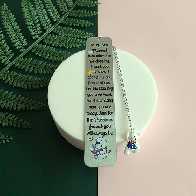 Best Friend Bookmarks Men Teens Christmas Graduation Farewell Bookmark Good Friends Birthday Back to School Gifts Appreciate Friendship Encouragement Retirement Thank You Keepsakes Cute Bear Design