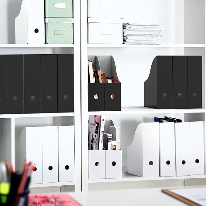 Simple Houseware Magazine File Holder Organizer Box, Black and White, 12 Packs