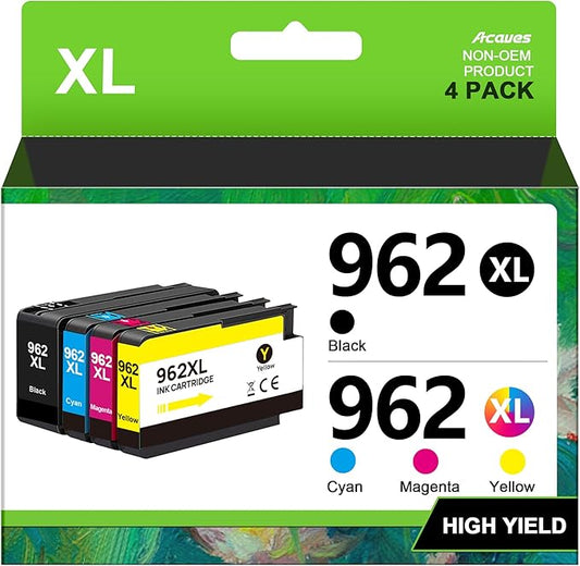 962XL 962 XL Ink Cartridges for HP Printers Replacement for HP 962XL Ink Cartridges Combo Pack HP962 Work for HP Officejet Pro 9010 Ink Cartridges 9015 9018 9020 Printers, Black and Color