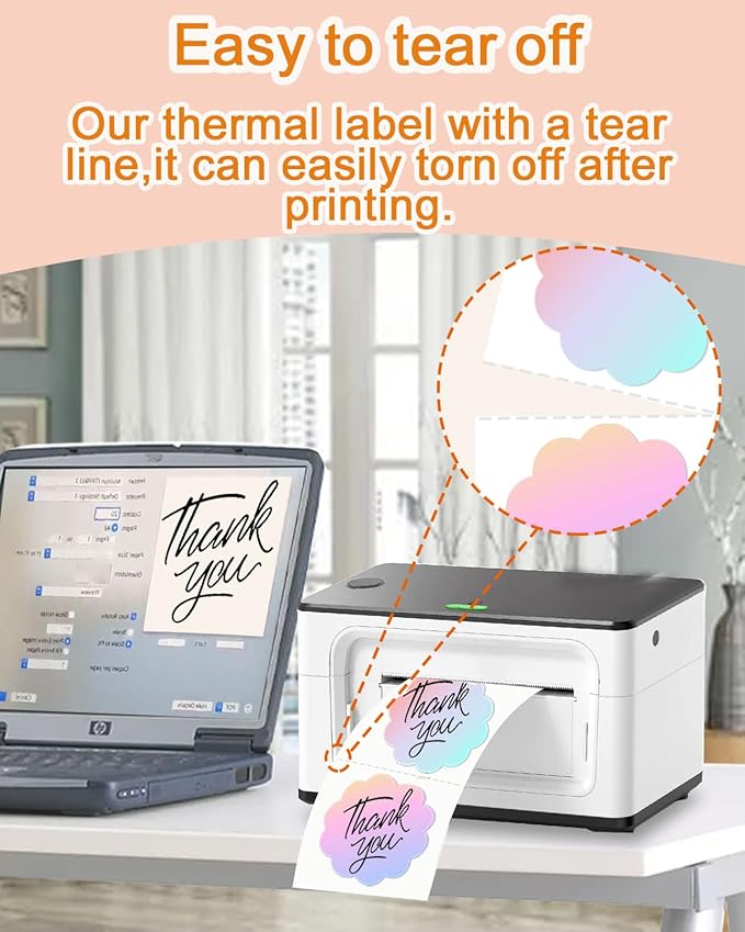 2inch Square Thermal Labels Self-Adhesive, 140 Sheets/Roll Printer Labels for Business and Home, Thermal Sticker for/Shipping/Packaging/DIY Logo Design/Thanks Card/Inventory