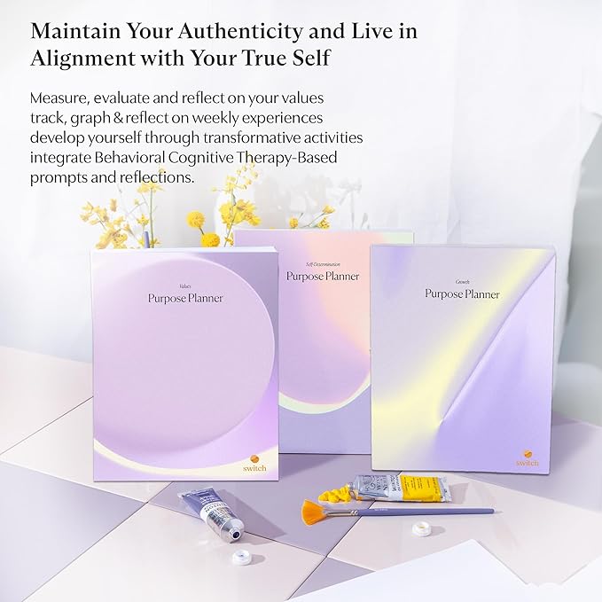 Switch Research Purpose Planner Bundle: Complete Psychologist-Backed Goal Planner Set for Developing a Life of Purpose - 3 Undated Productivity Planner Books - Guided Prompts, Techniques, and Insights