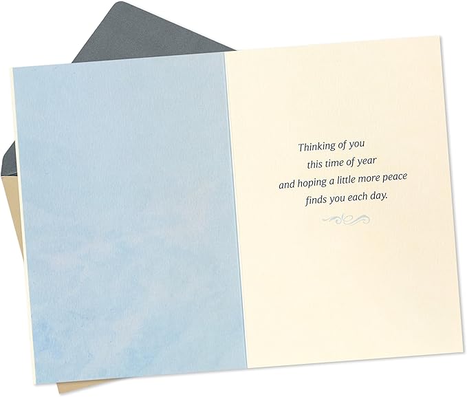 Hallmark Sympathy Card for Anniversary of Death (Caring Thoughts Never Stopped) for Widow, Widower, Friend